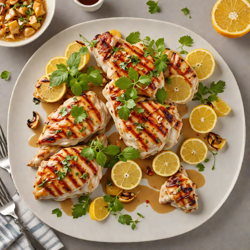 Grilled Citrus-Marinated Chicken with Roasted Garlic Sauce