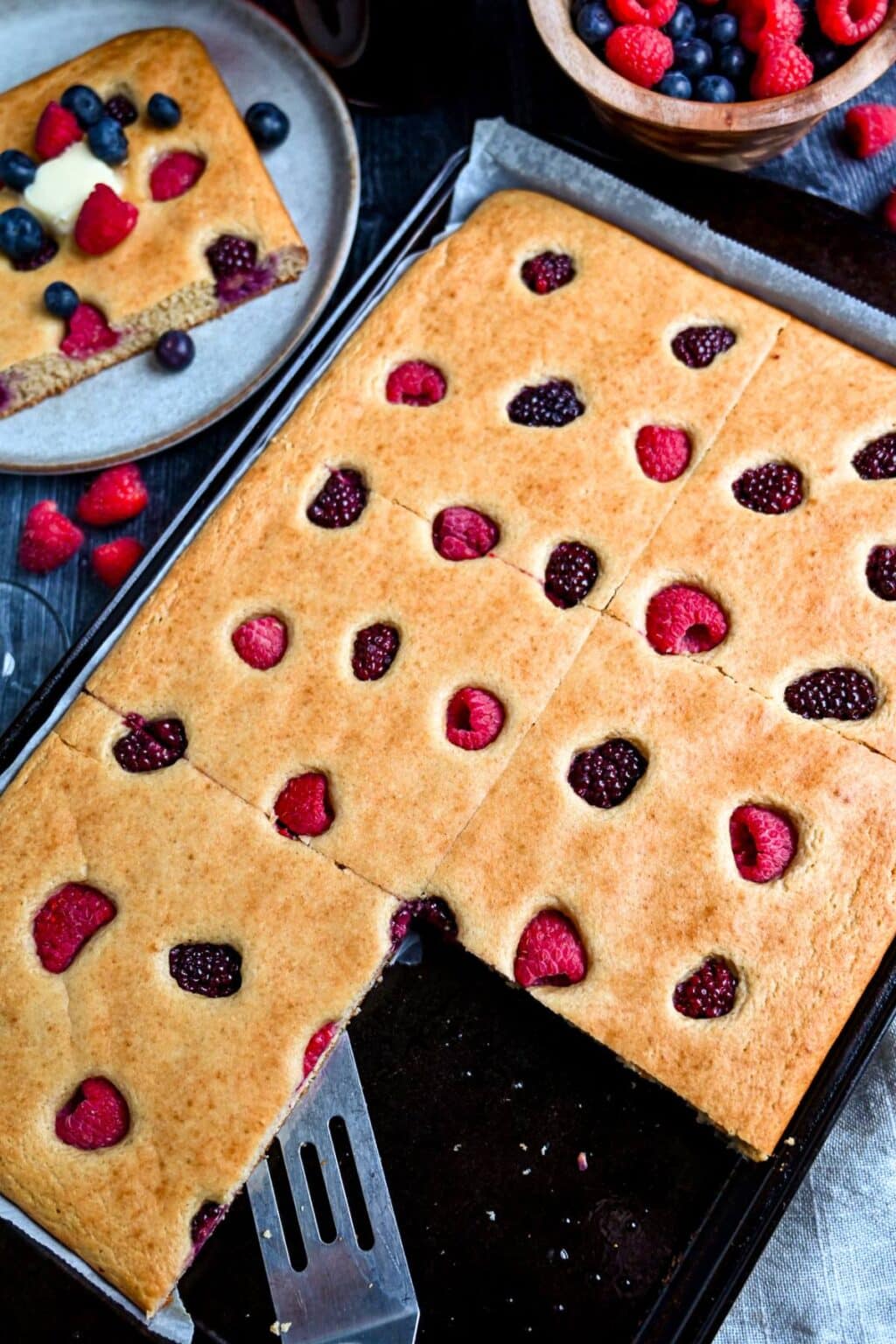 Sheet Pan High-Protein Pancakes with Berries