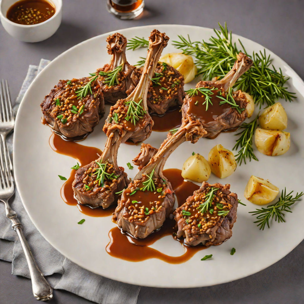 Baked Herb-Crusted Lamb Chops with Garlic-Rosemary Jus