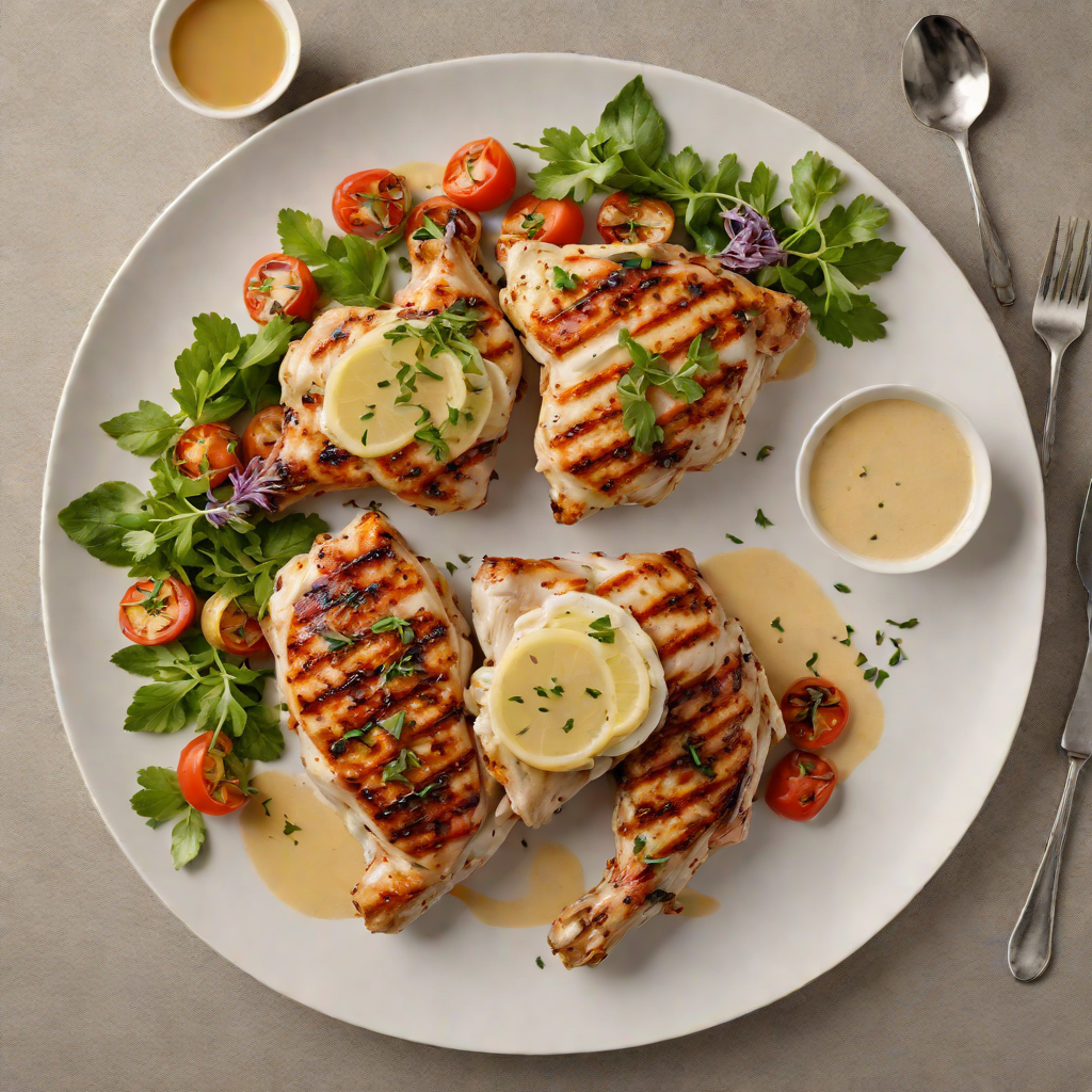 Half-Herb Grilled Chicken with Roasted Garlic Sauce