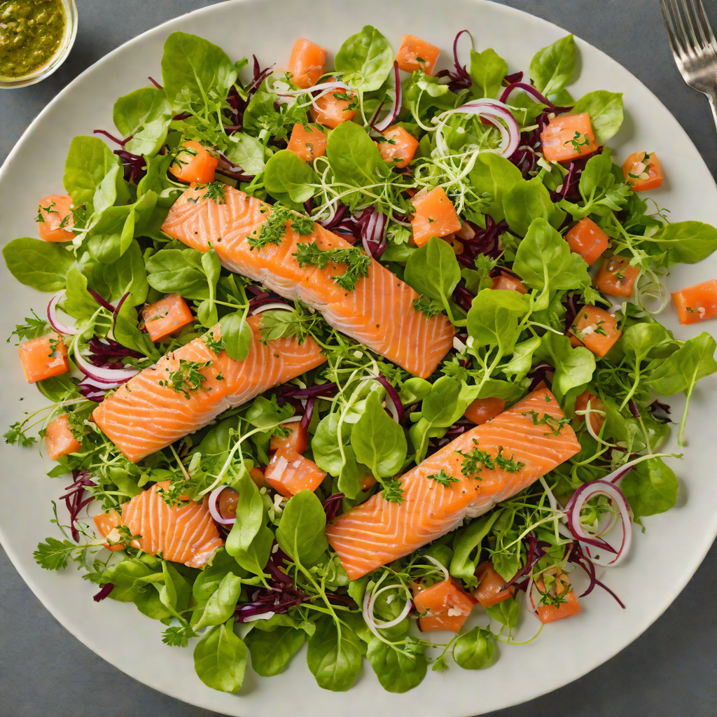 Farmstead Smoked Salmon Salad with Pesto Vinaigrette
