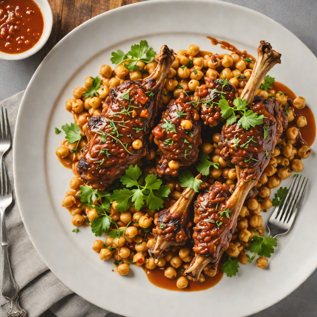 Spiced Harissa Braised Lamb Shanks with Chickpeas