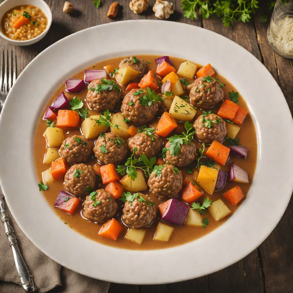 Nordic-Inspired Reindeer Meatball Stew with Root Vegetables