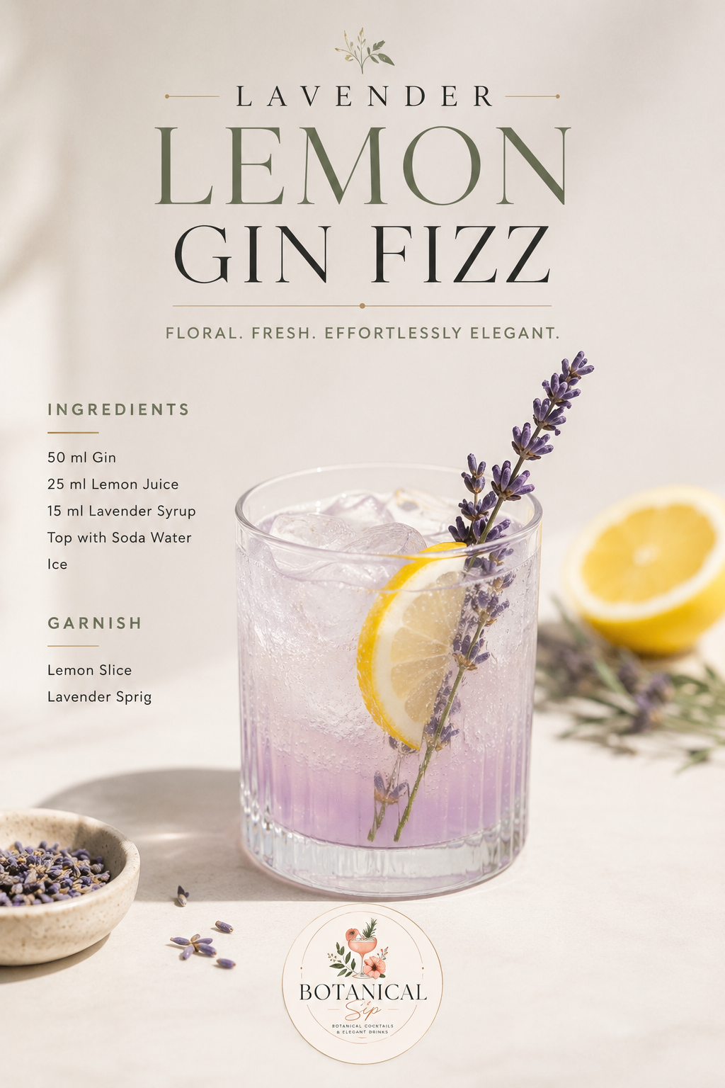 Lavender-Infused Gin Fizz with Lemon and Egg White