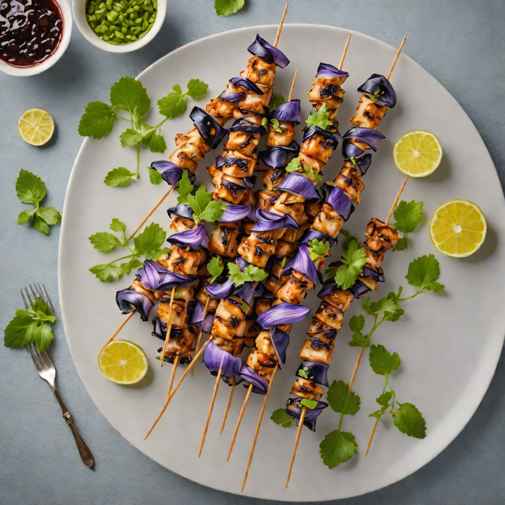Grilled Na'vi-Inspired Blue Butterfly Pea Chicken Skewers