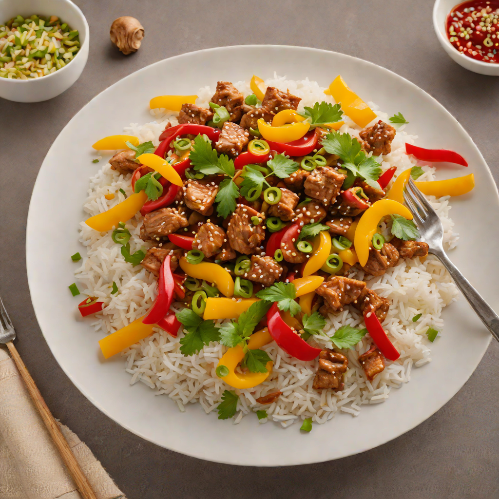 Spicy Pork Stir-Fry with Bell Peppers and Jasmine Rice