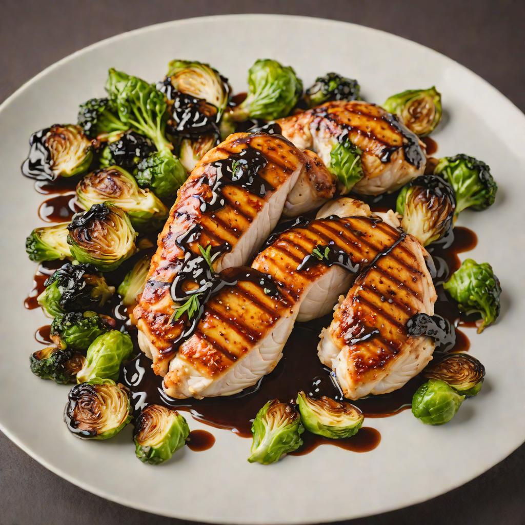 Pan-Seared Chicken with Balsamic Glaze and Roasted Brussels Sprouts