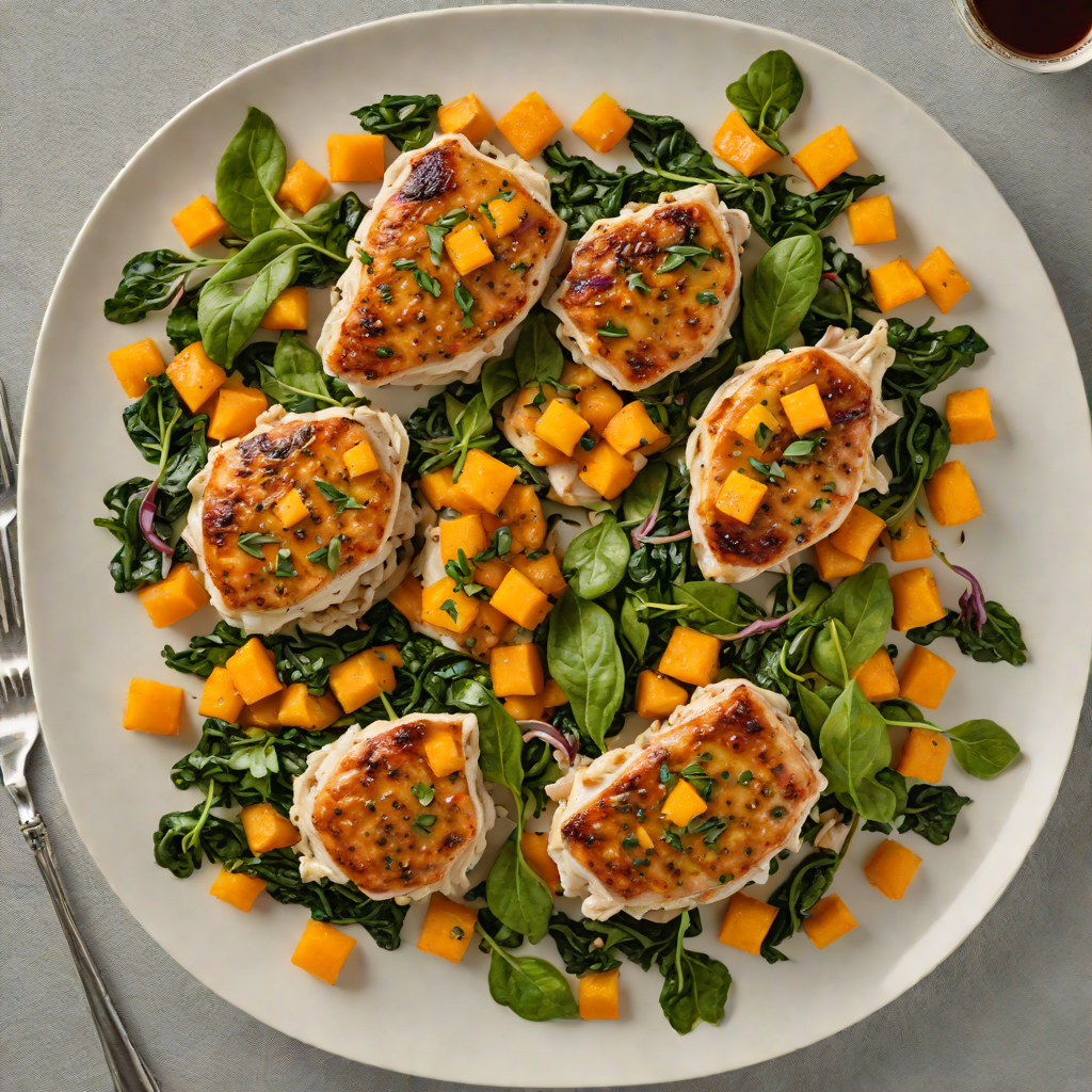 Sautéed Chicken Thighs with Roasted Butternut Squash and Spinach