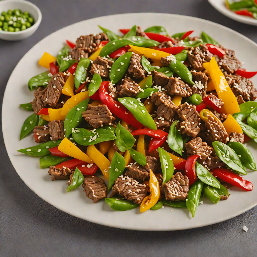 Quick Beef Stir-Fry with Ginger, Bell Peppers, and Snow Peas