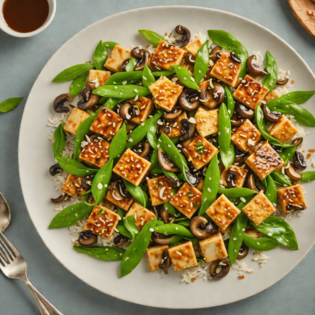 Ginger-Soy Stir-Fried Tofu with Snow Peas and Mushrooms