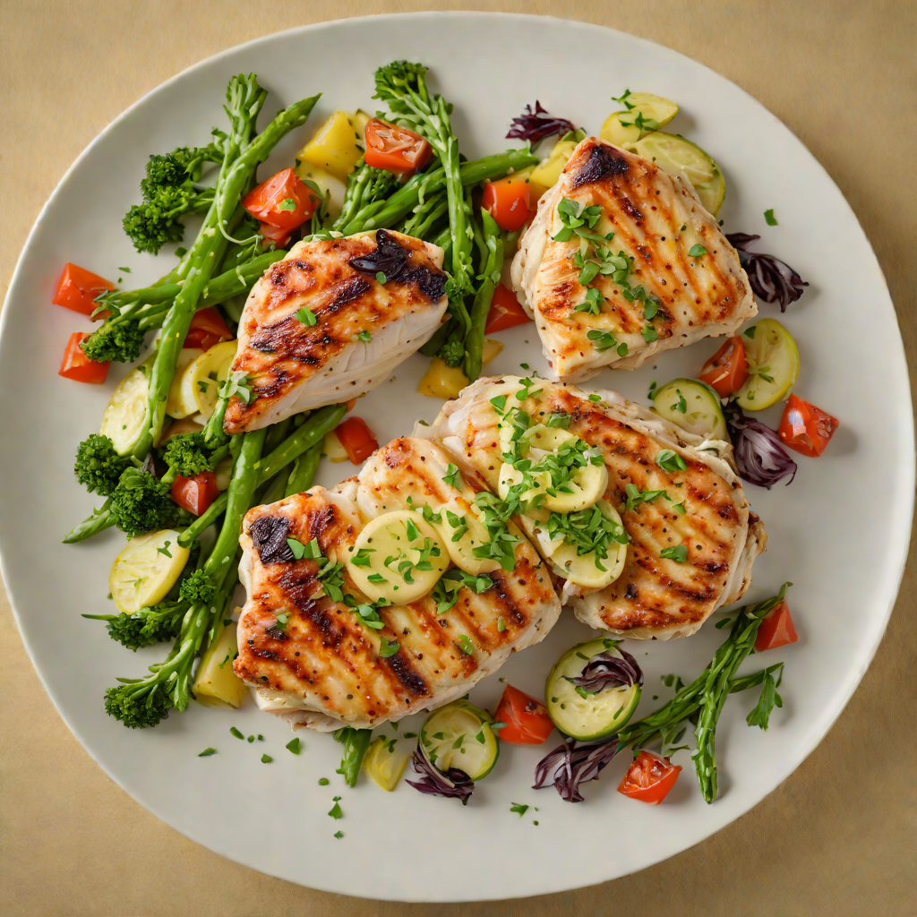 Pan-Seared Chicken with Garlic Butter and Roasted Beene Blvd Vegetables