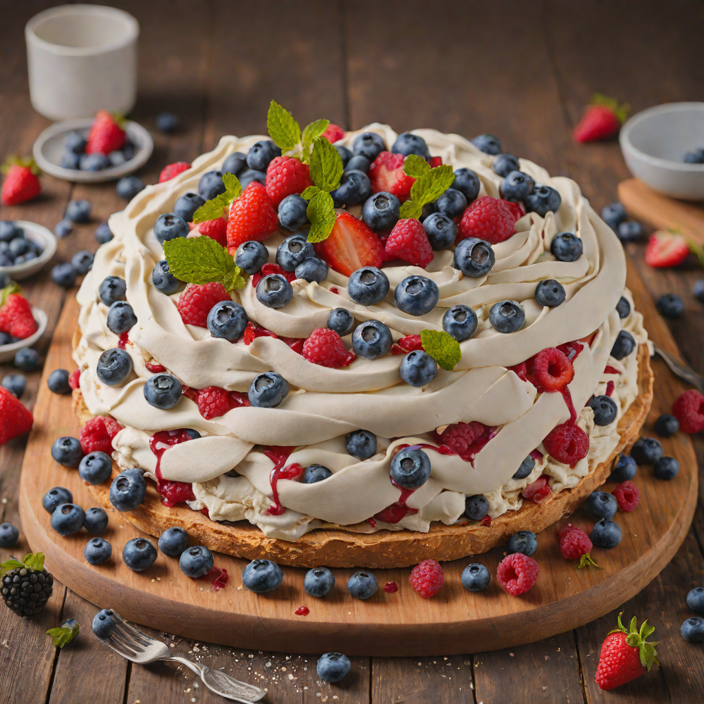 Mixed Berry Pavlova with Whipped Mascarpone