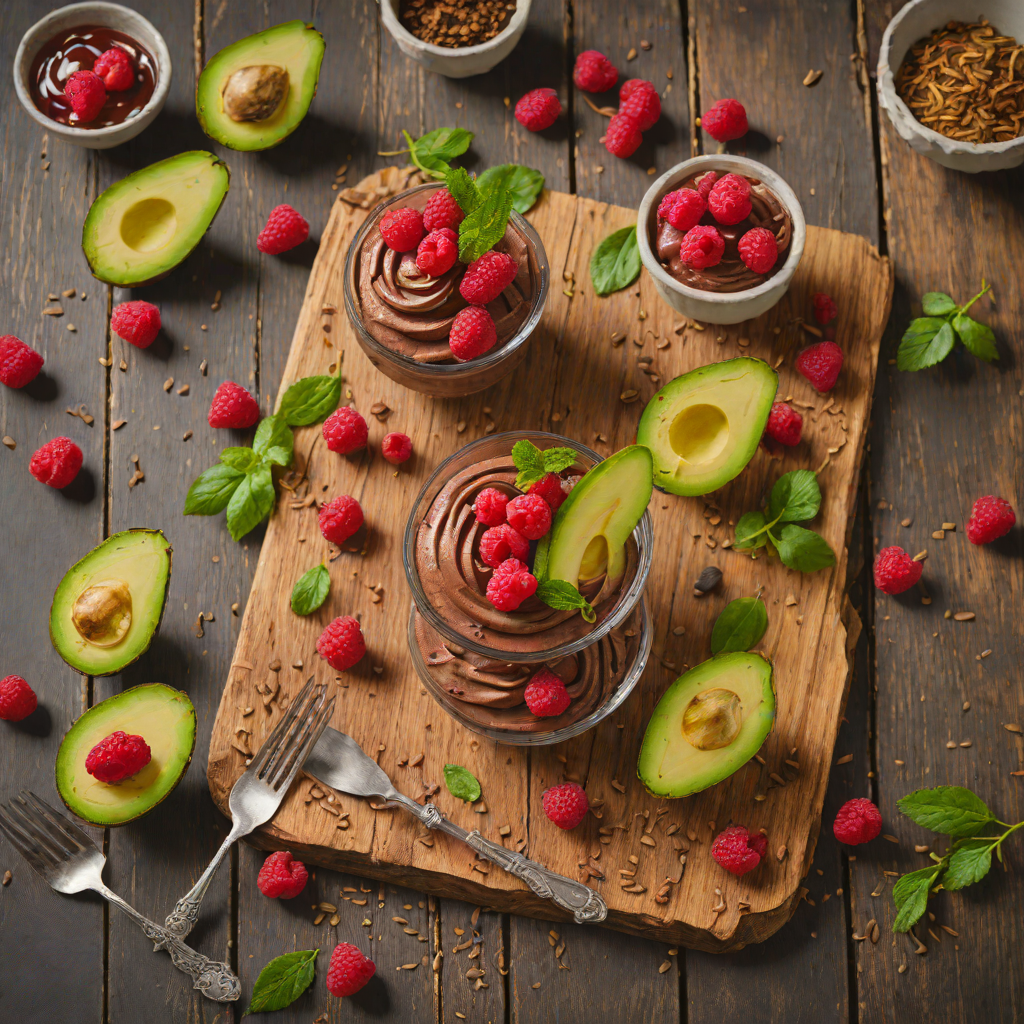 No-Bake Chocolate Avocado Mousse with Raspberry Sauce