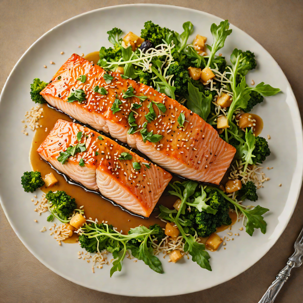 Pan-Roasted Salmon with Miso-Ginger Glaze and Sesame Greens
