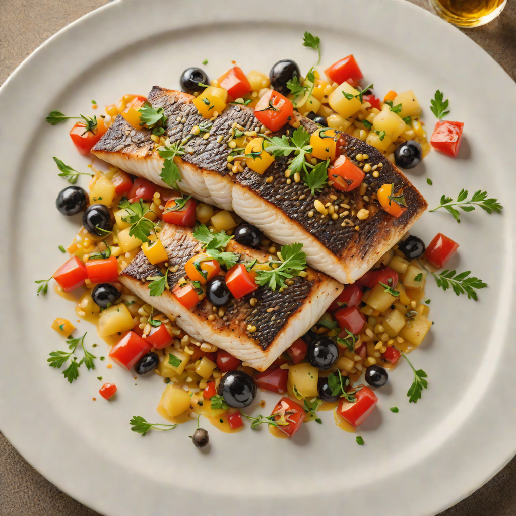 Pan-Seared Sea Bass with Tomato and Olive Summer Relish
