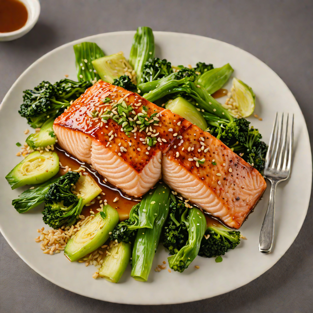 Miso-Glazed Salmon with Sesame-Sautéed Bok Choy