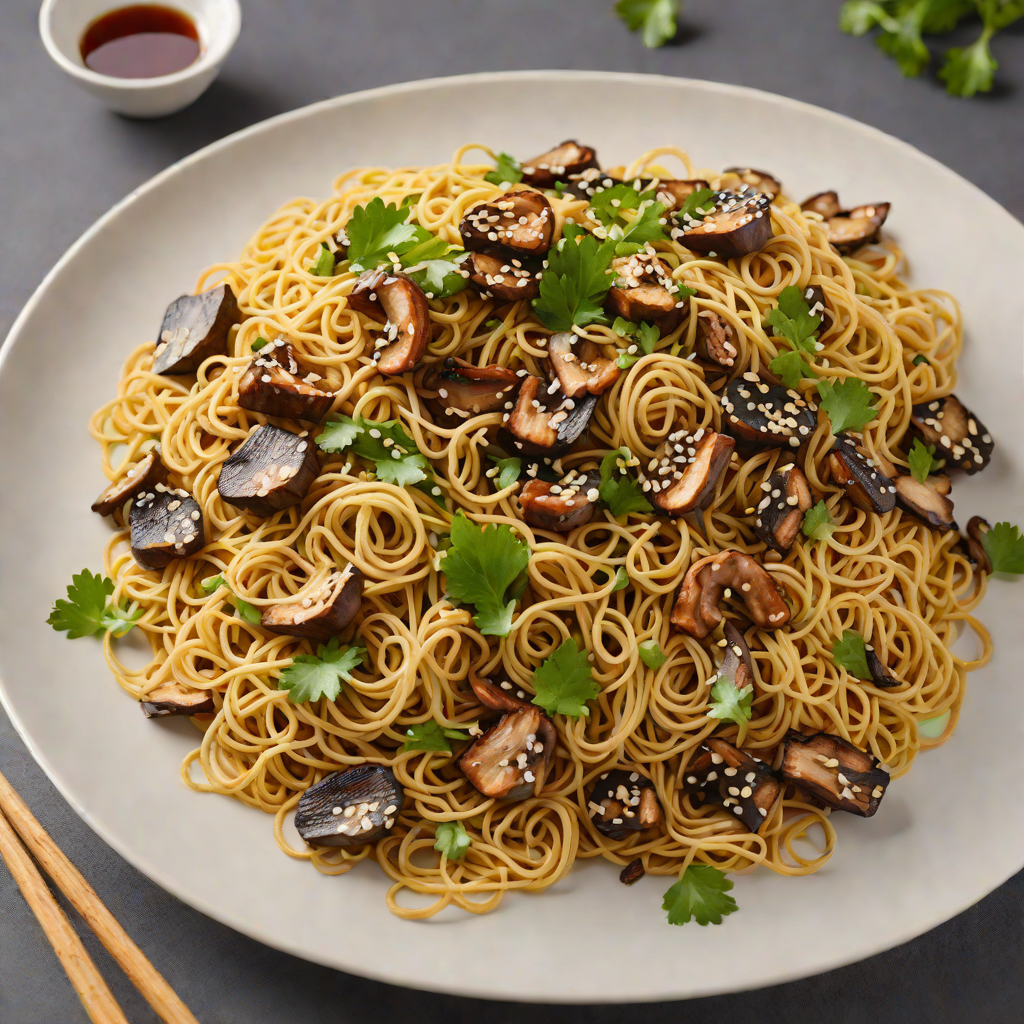 Savory Stir-Fried Garlic Noodles with Shiitake Mushrooms