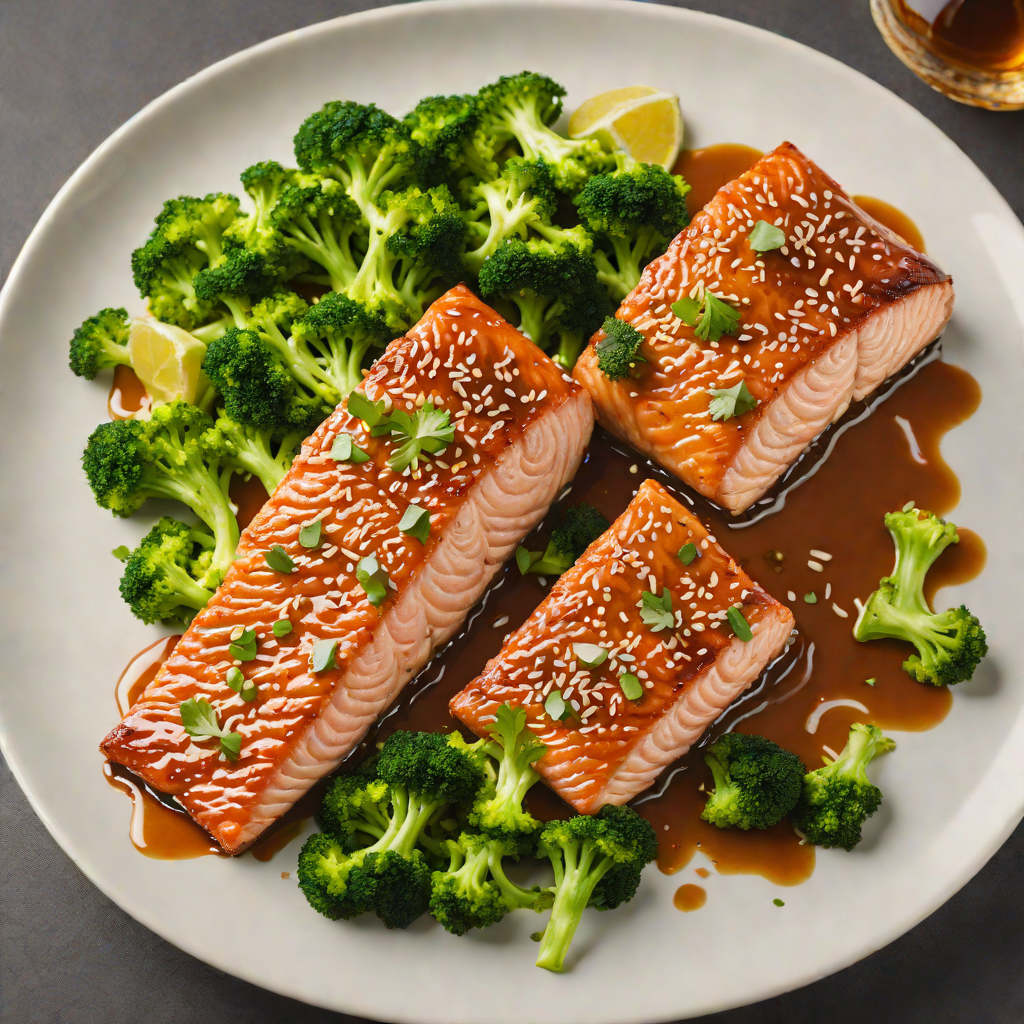 Baked Honey-Soy Glazed Salmon with Sesame Broccoli