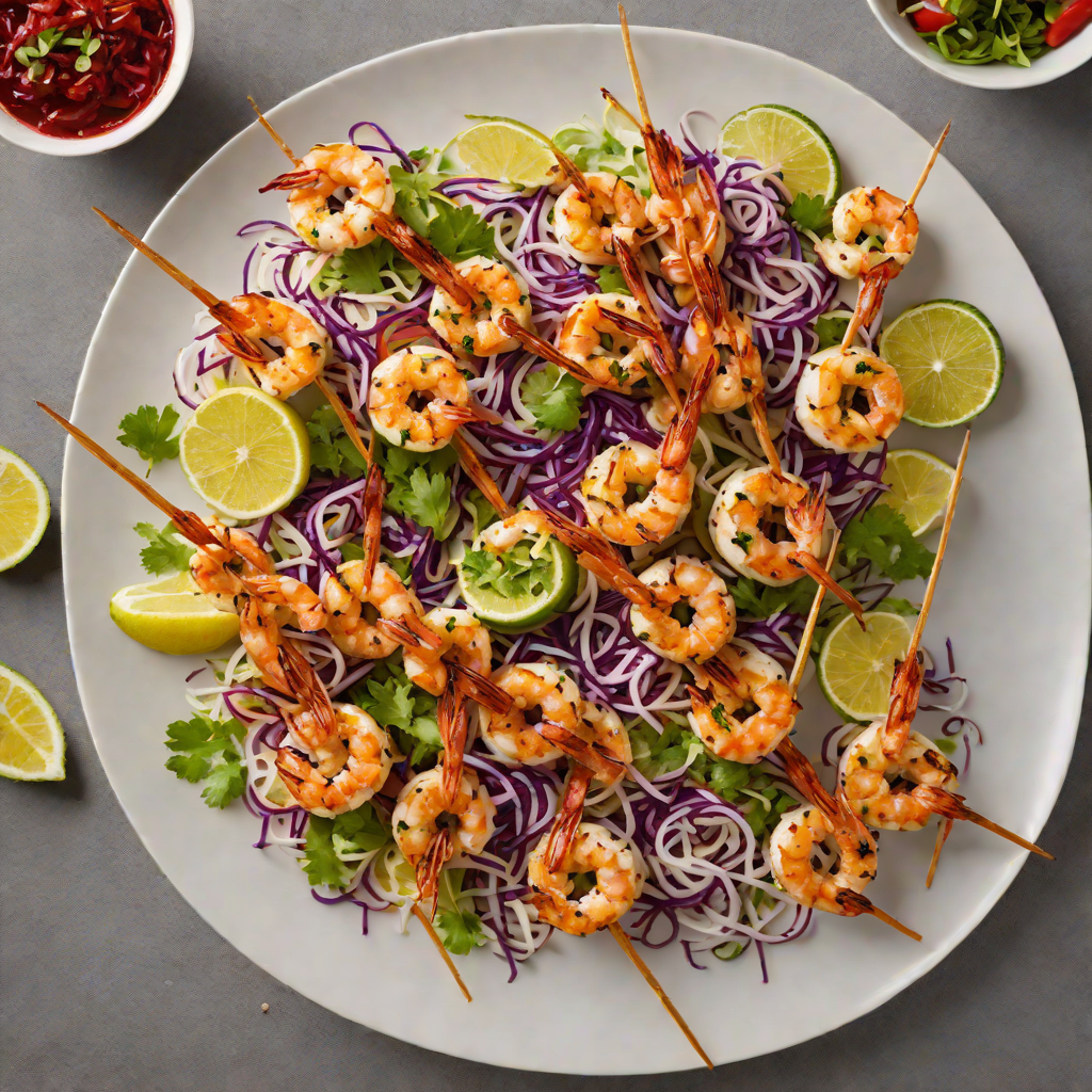 Grilled Cajun-Spiced Shrimp Skewers with Slaw