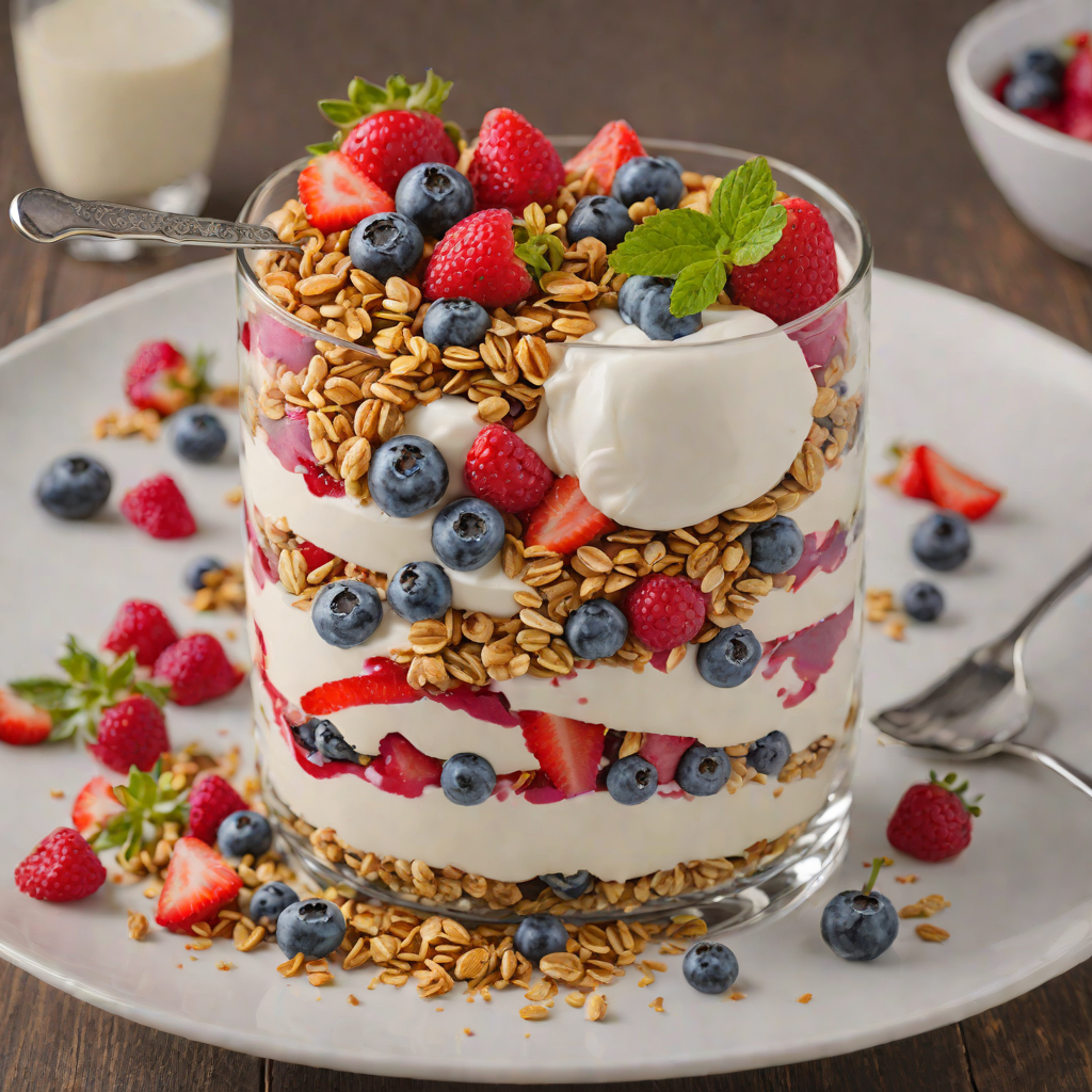 Star-Spangled Berry Parfait with Vanilla Yogurt and Granola