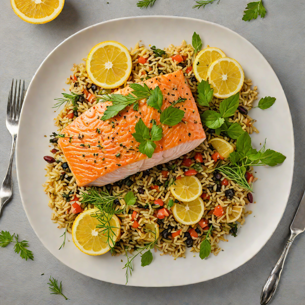 Baked Lemon-Dill Salmon with Herb Quinoa
