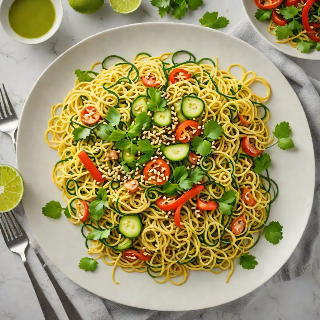 Zucchini Noodle Stir-Fry with Ginger-Cilantro Lime Sauce