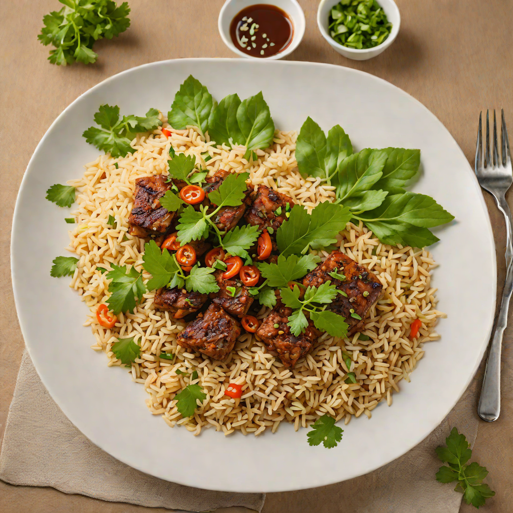 Vegetarian Laab with Roasted Rice and Fresh Herbs