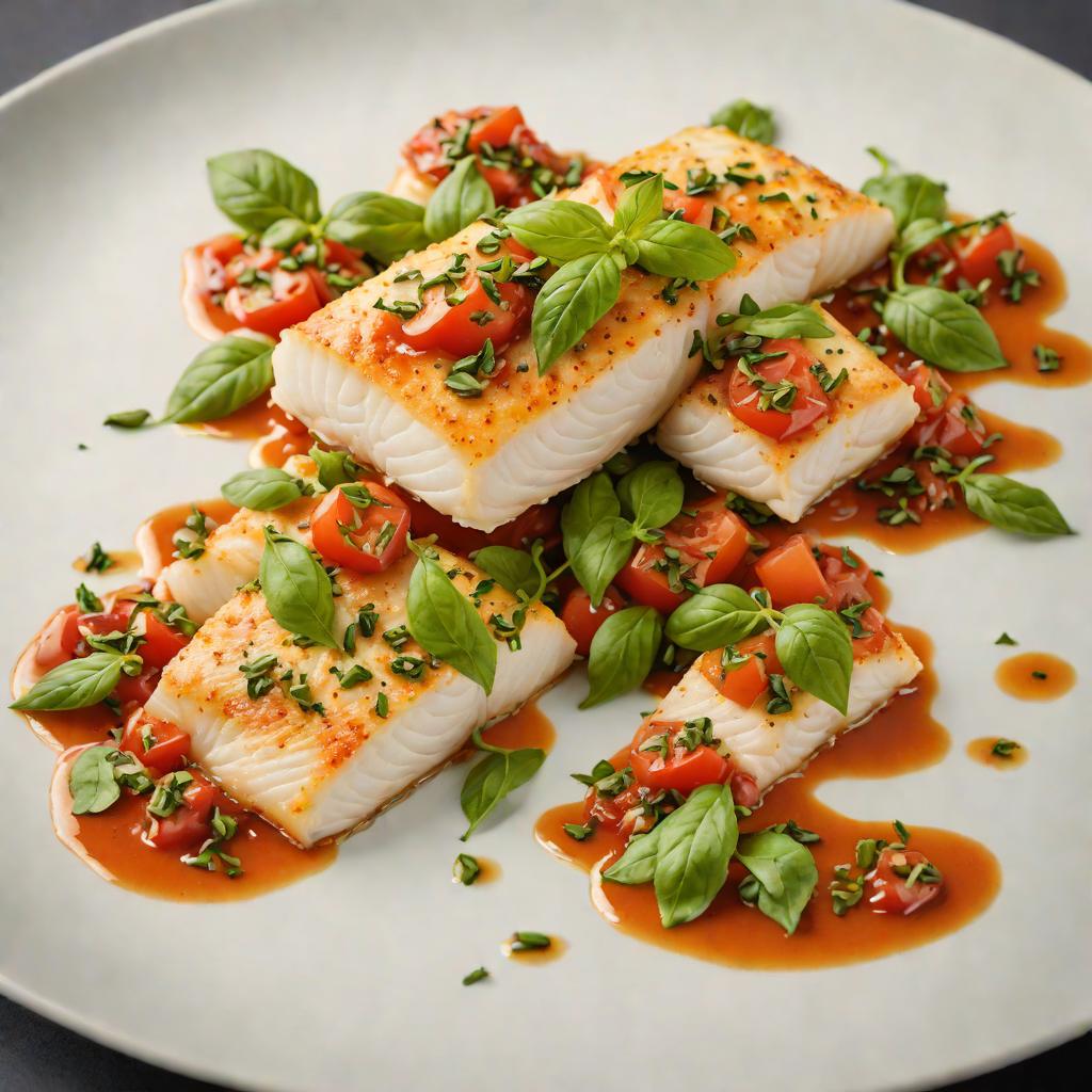 Pan-Roasted Cod with Tomato-Caper Sauce and Basil