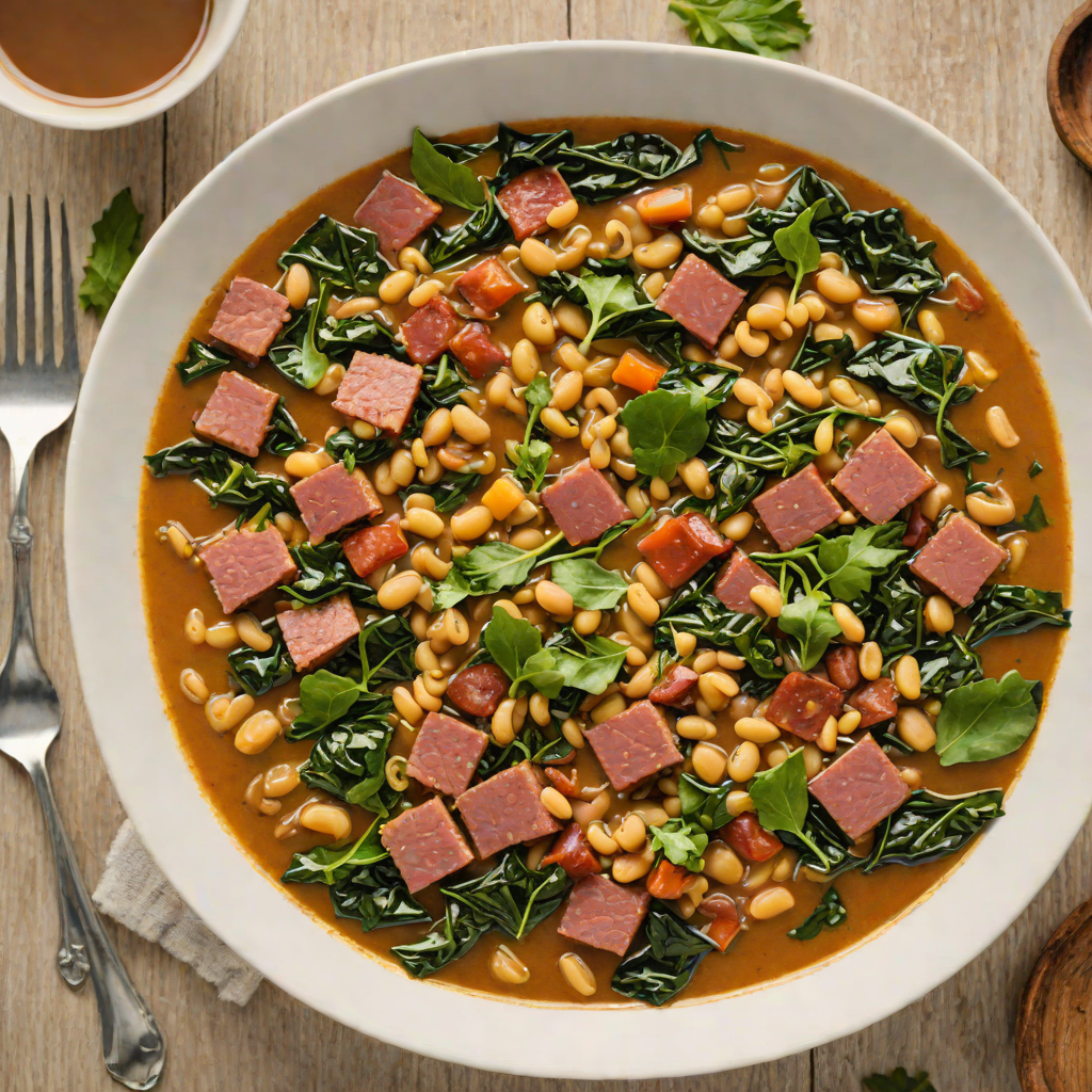 Collard Greens and Black-Eyed Pea Stew with Smoked Sausage