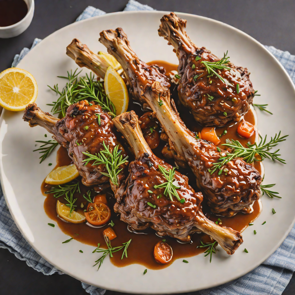 Slow-Cooked Lamb Shanks with Rosemary and Finger Lime Glaze