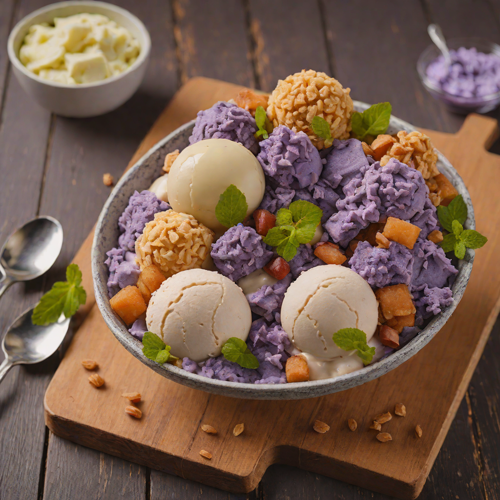 Halo-Halo with Sweetened Beans and Ube Ice Cream
