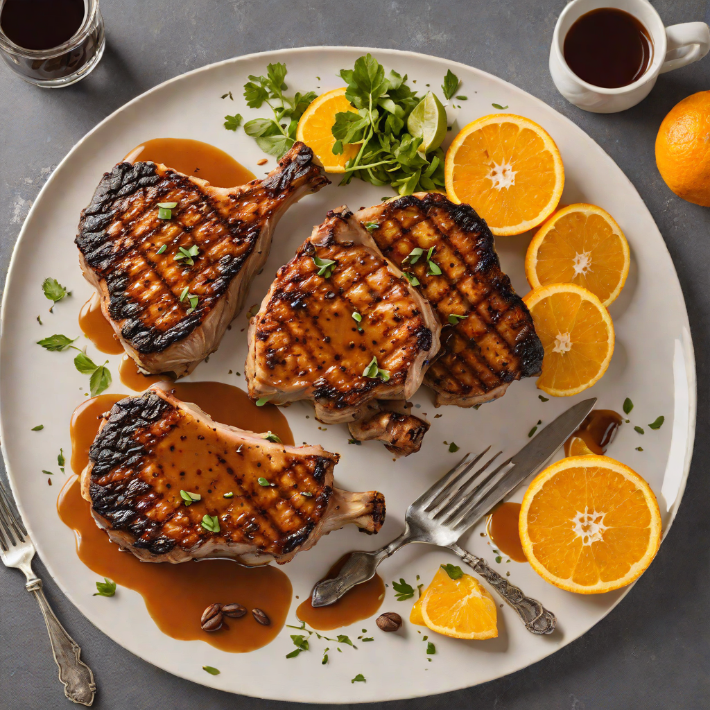 Coffee-Rubbed Grilled Pork Chops with Charred Orange Glaze