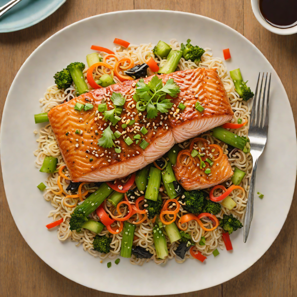 Soy-Glazed Salmon with Ginger and Scallion Stir-Fry