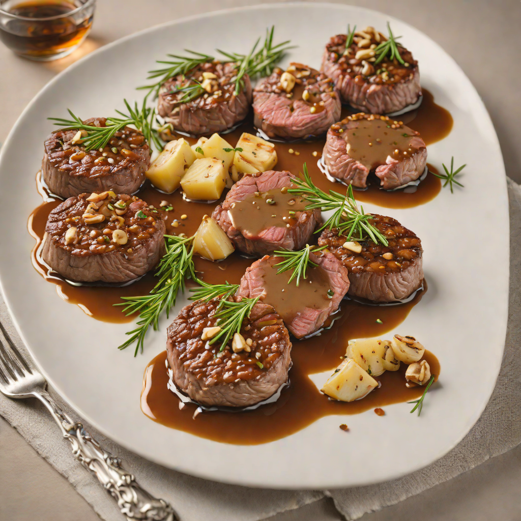 Pan-Seared Beef Medallions with Roasted Garlic and Rosemary Jus