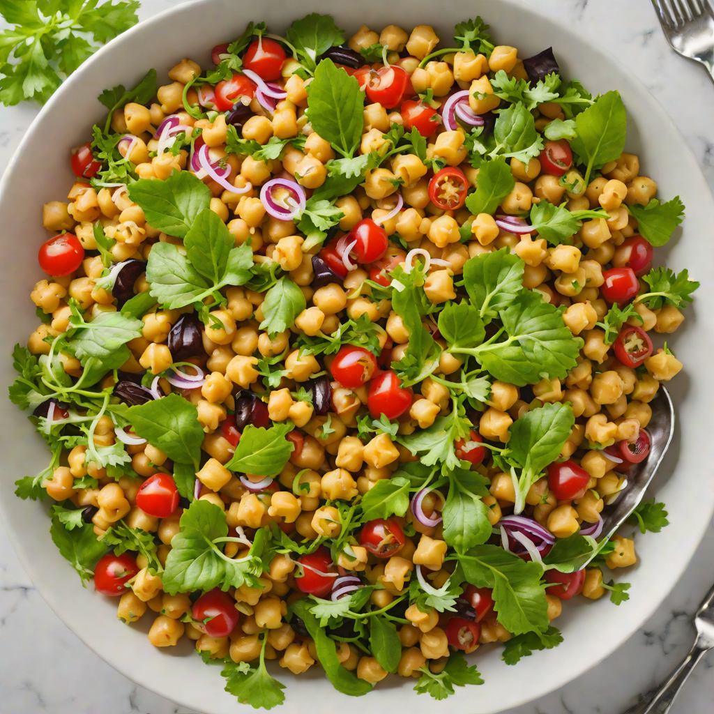 Retro Web-Inspired Layered Mediterranean Chickpea Salad