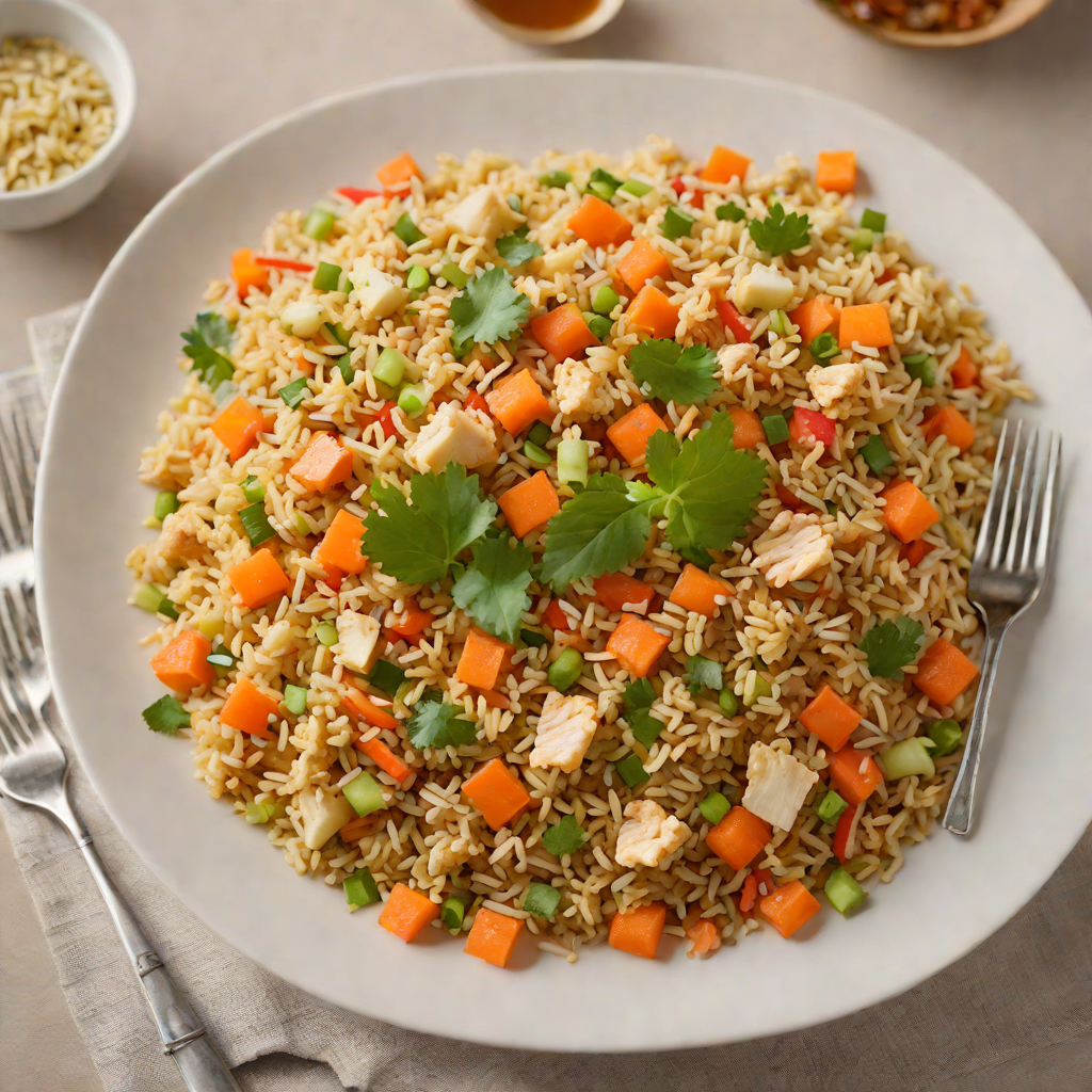 Stir-Fried Cauliflower Rice with Ginger, Carrots, and Chicken