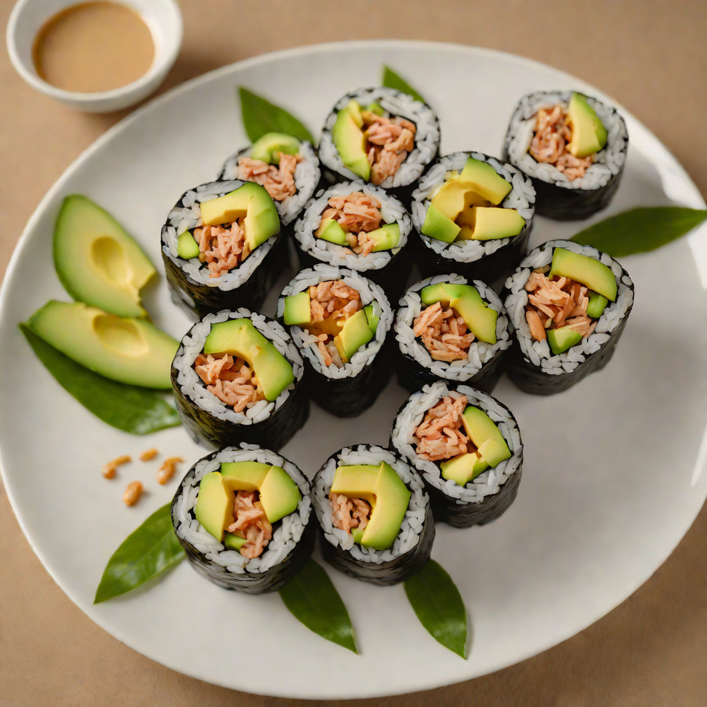 Suko-Style Tuna Sushi Roll with Avocado and Spicy Mayo