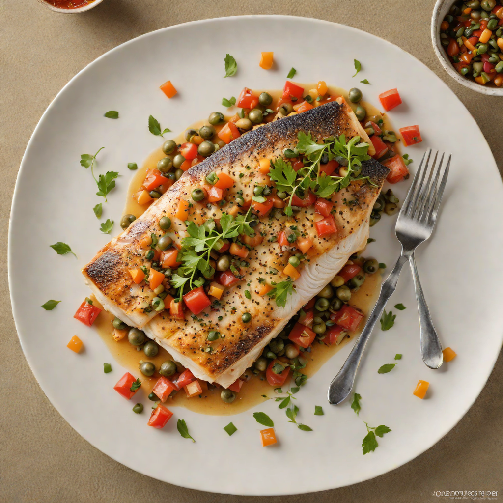 Pan-Seared Sea Bass with Tomato-Caper Relish