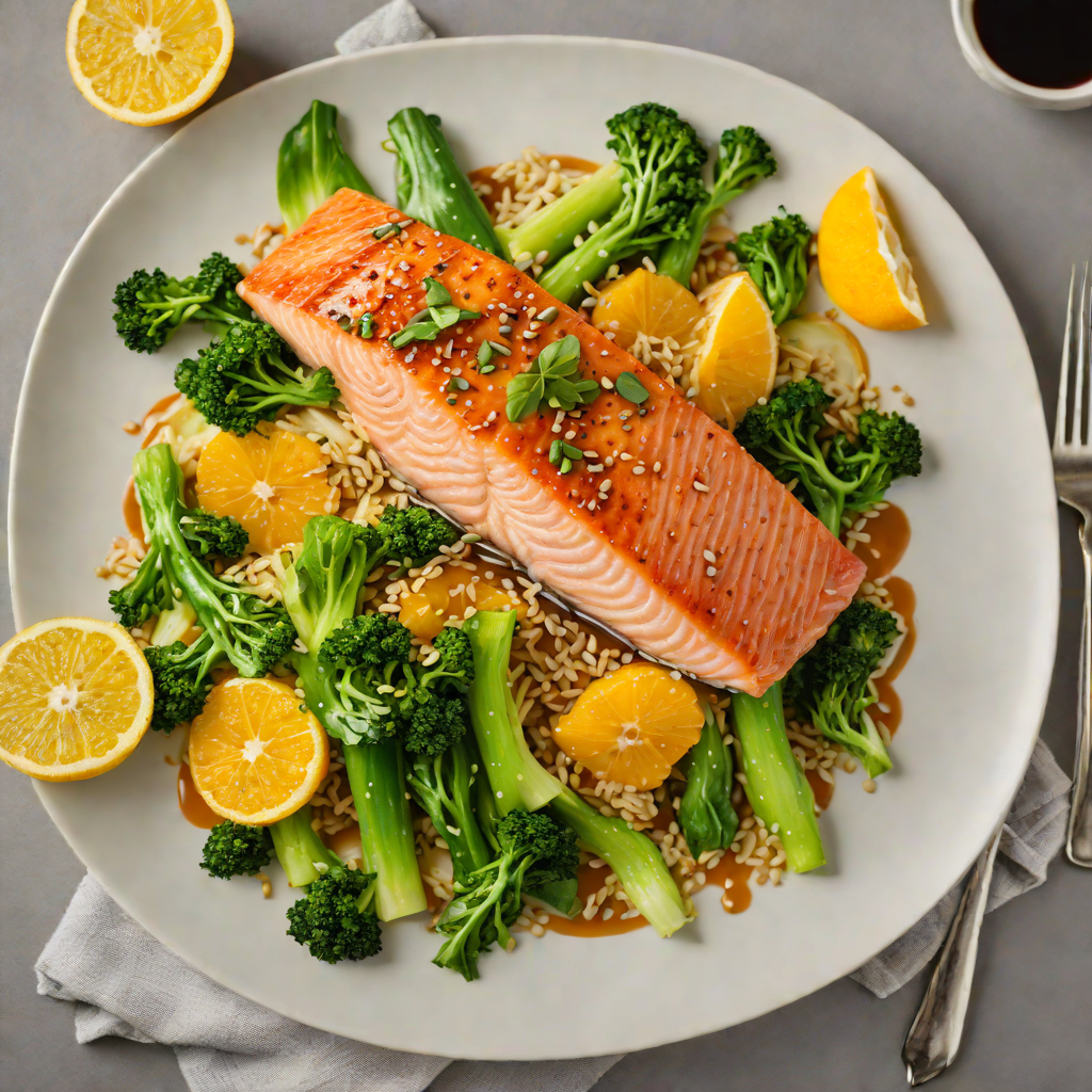 Pan-Roasted Salmon with Citrus Soy Glaze and Sesame Bok Choy