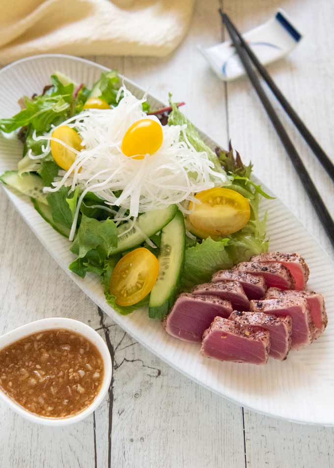 Sushi-Style Tuna Avocado Salad with Sesame Dressing
