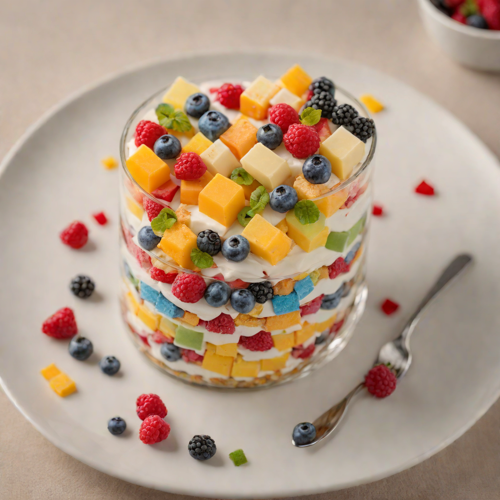 Layered Rainbow Fruit Parfait with Greek Yogurt and Granola