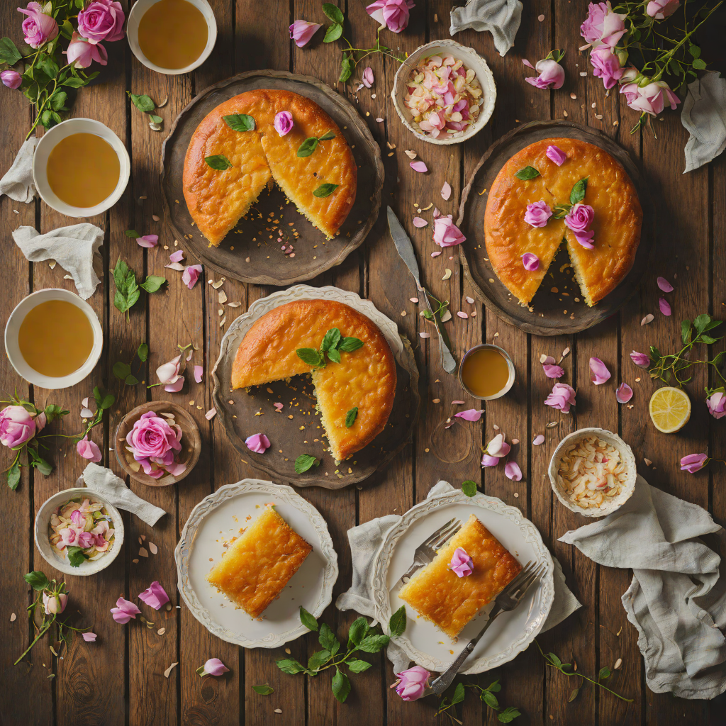 Iraqi Semolina Cake with Rosewater Syrup
