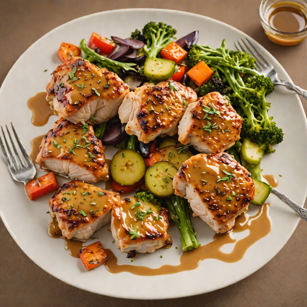 Pan-Seared Chicken Thighs with Honey Mustard Glaze and Roasted Vegetables