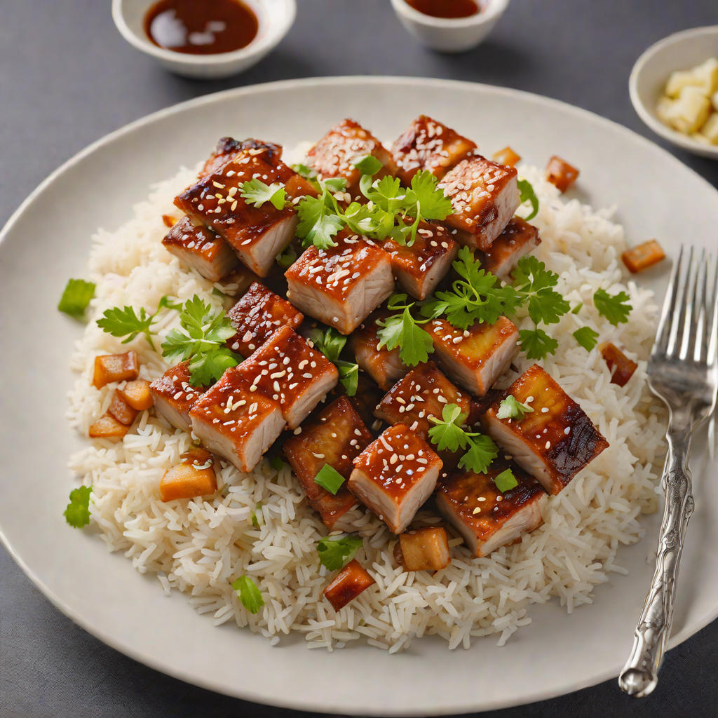 Stir-Fried Pork Belly with Garlic and Ginger over Jasmine Rice