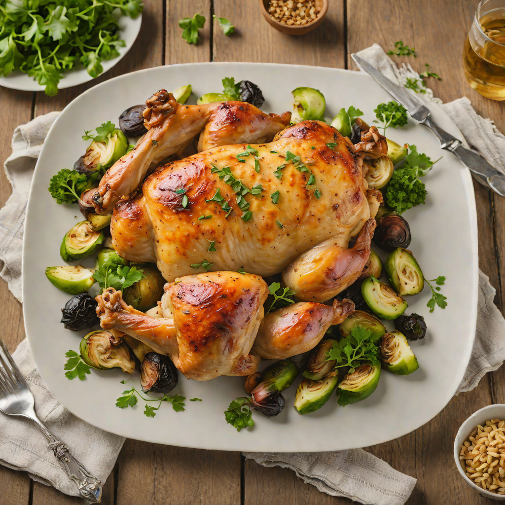 One-Pan Roasted Chicken with Garlic and Brussels Sprouts