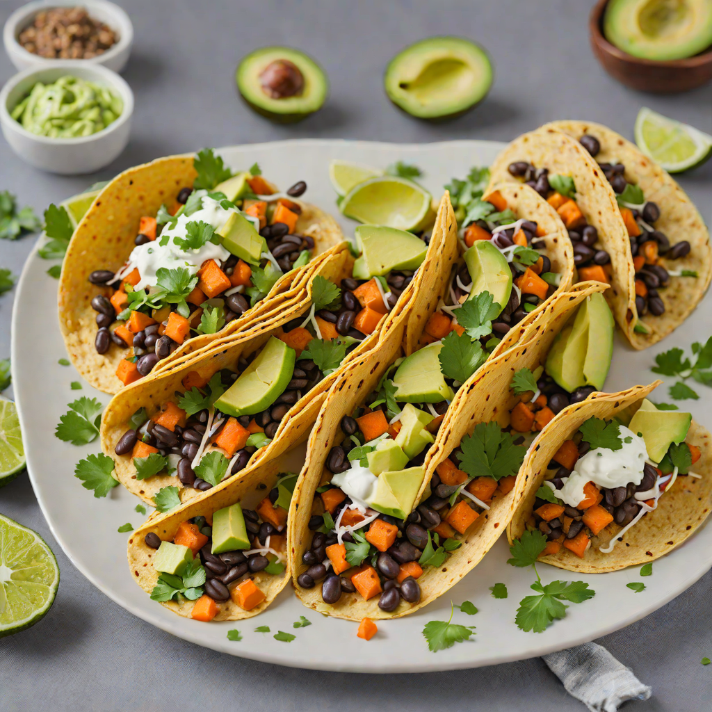 Tex-Mex Black Bean and Sweet Potato Tacos with Avocado Crema