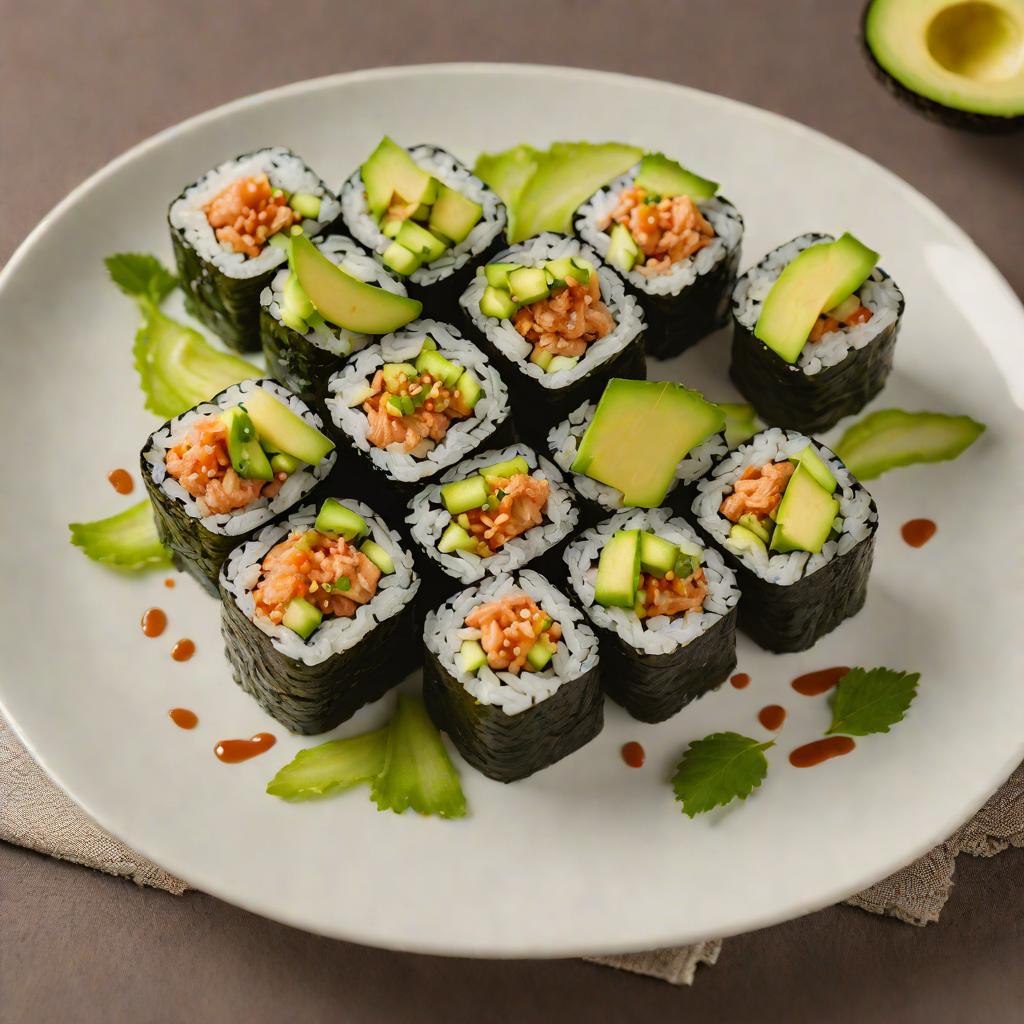 Suko-Style Spicy Tuna Sushi Roll with Avocado and Cucumber