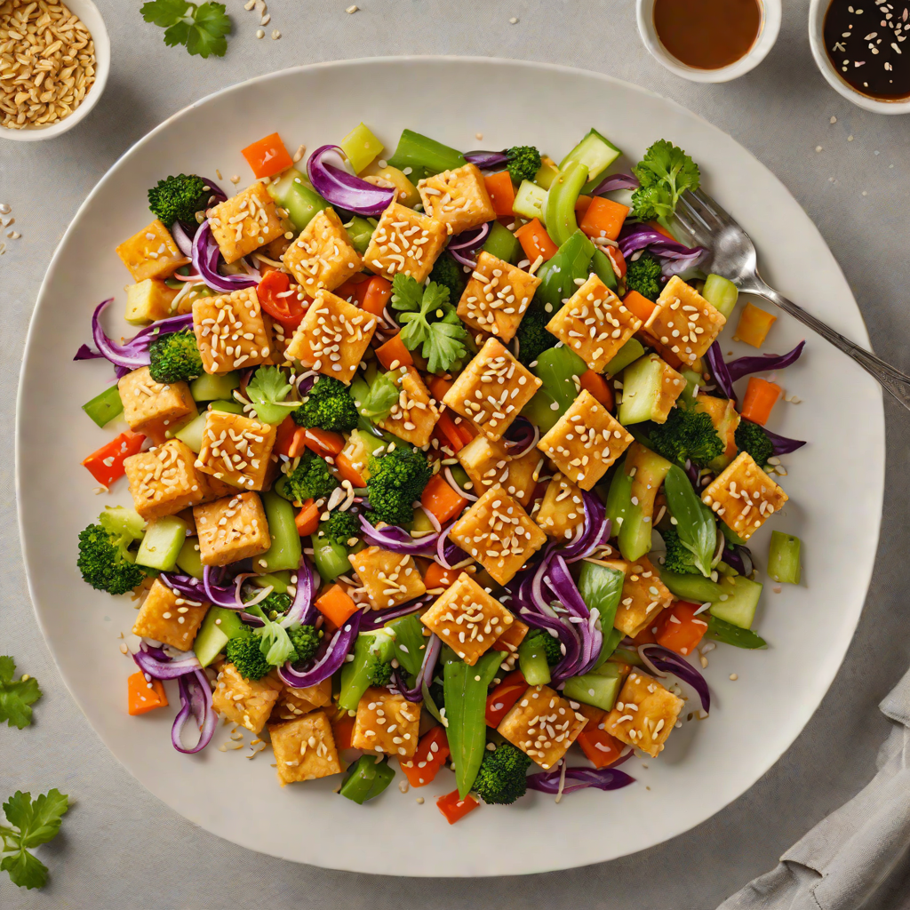 Quick Stir-Fried Sesame Tofu with Rainbow Vegetables