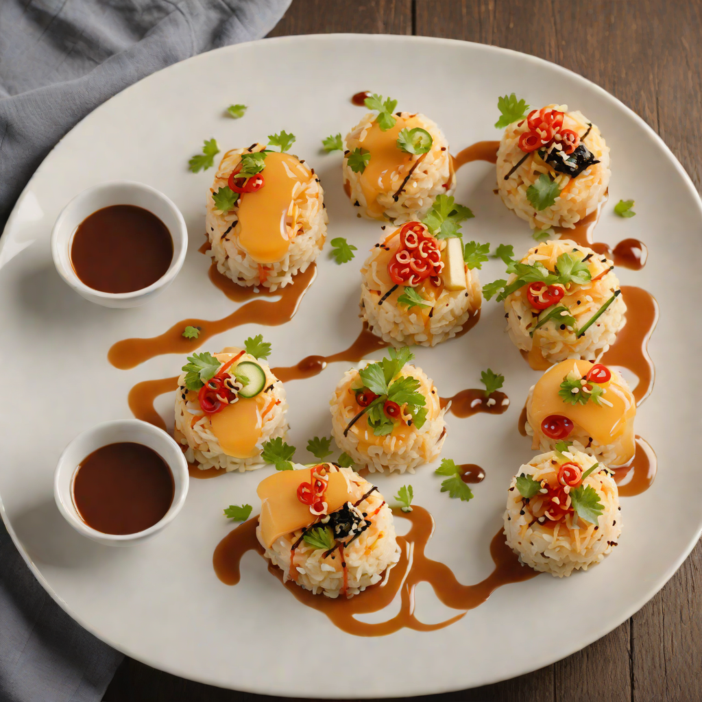 Pan-Fried Sushi Rice Cakes with Spicy Mayo Drizzle