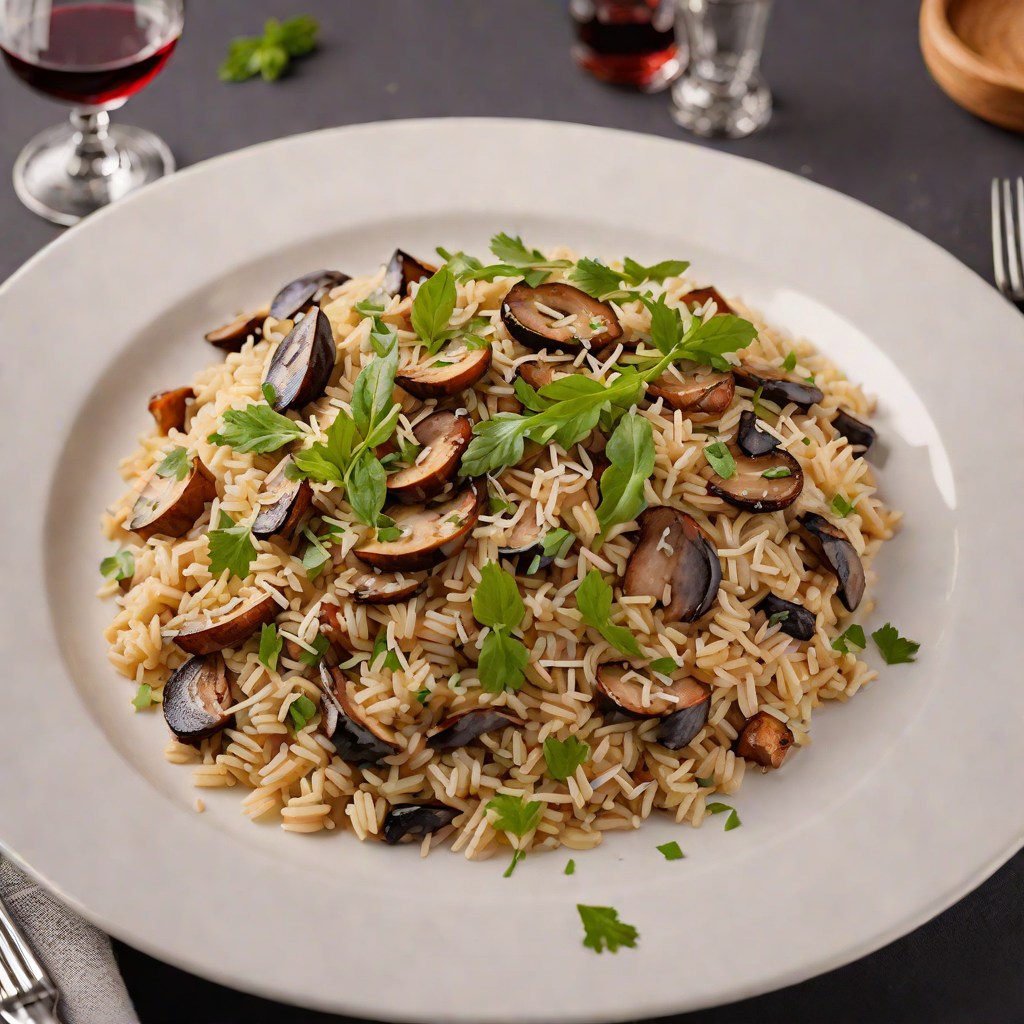 Rustic Red Wine Mushroom Risotto with Parmesan